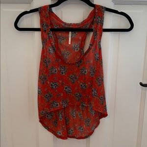 Free People high-low crop top with flower details
